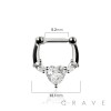 CZ HEART CENTER TEAR DROP SIDE SEPTUM HINGED CLICKER